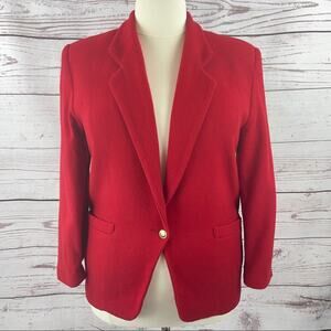 Polly's red 100% wool blazer single button vintage